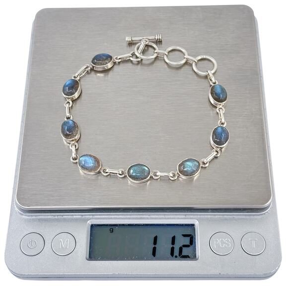 Vintage Sterling Silver 925 Labradorite Tennis Bracelet 7.5", 8", 8.5" - Picture 6 of 6